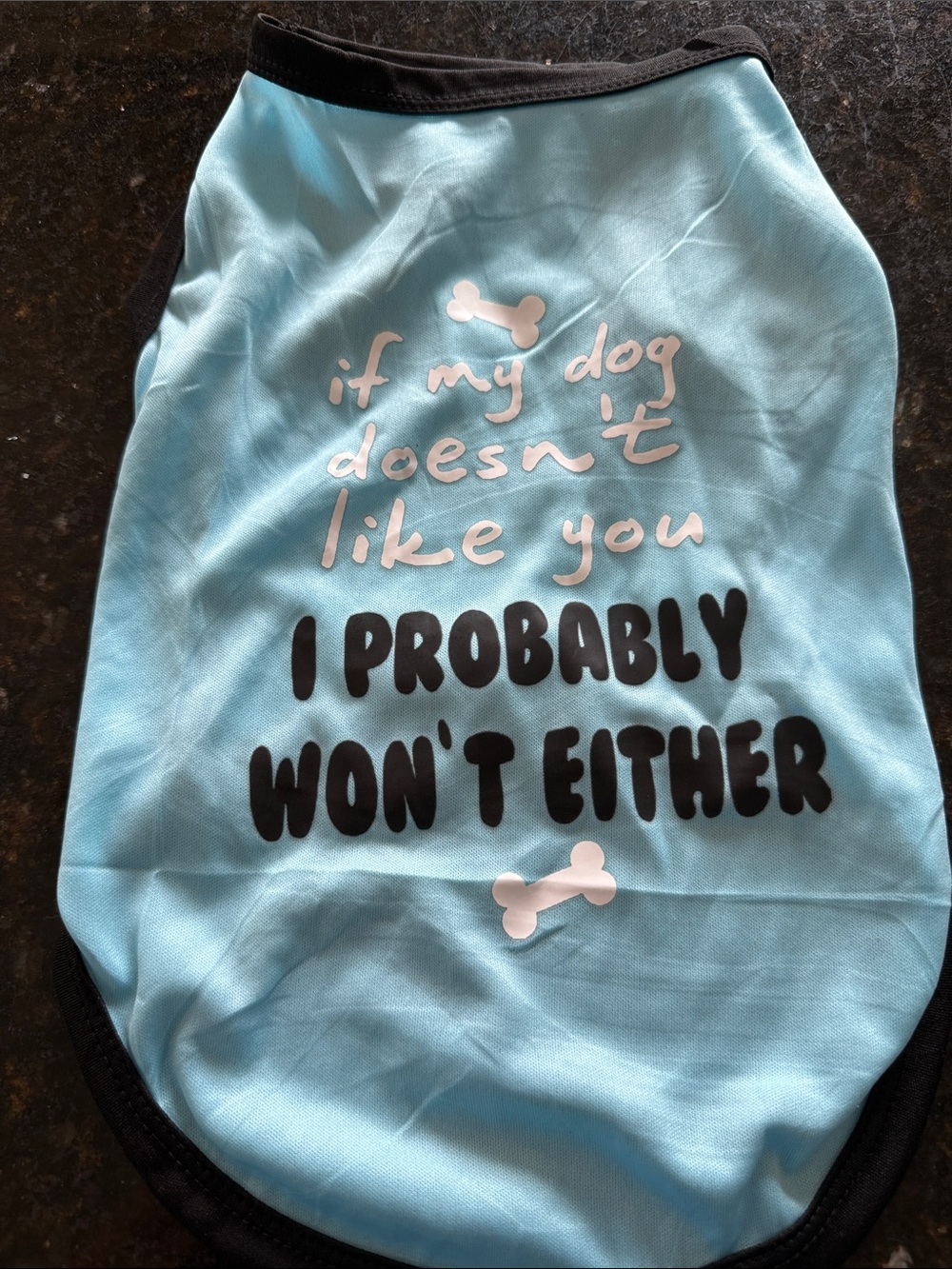 Light Blue Dog Shirt with Black Trim - 'If My Dog Doesn't Like You'